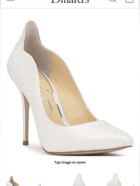 Jessica Simpson Happily Ever After Wayva White Satin Rhinestone Pointed Toe Pump